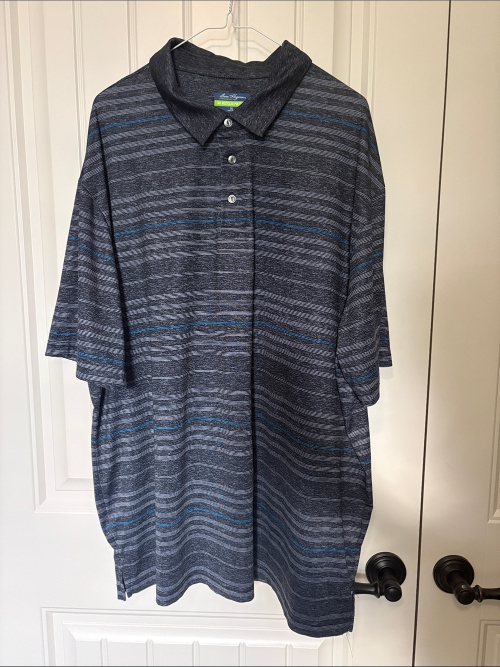 Hogan Men's Navy and Blue Striped Polo